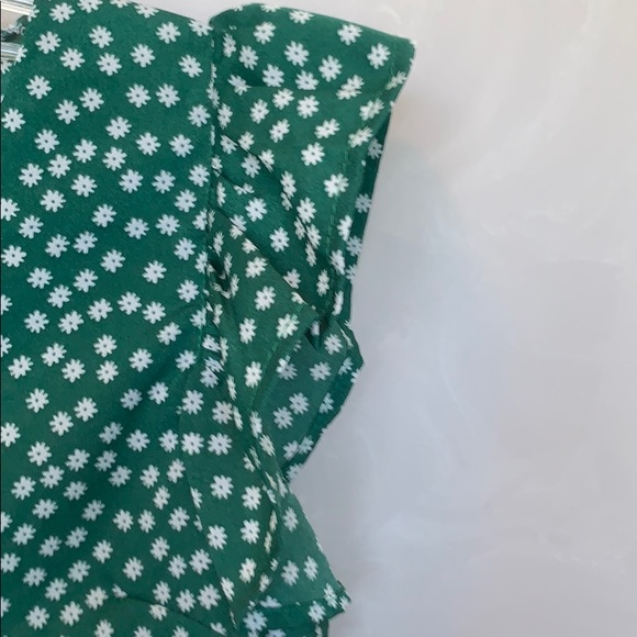 Floral V Neck Peplum Crop Top Green Size Small - Picture 6 of 11